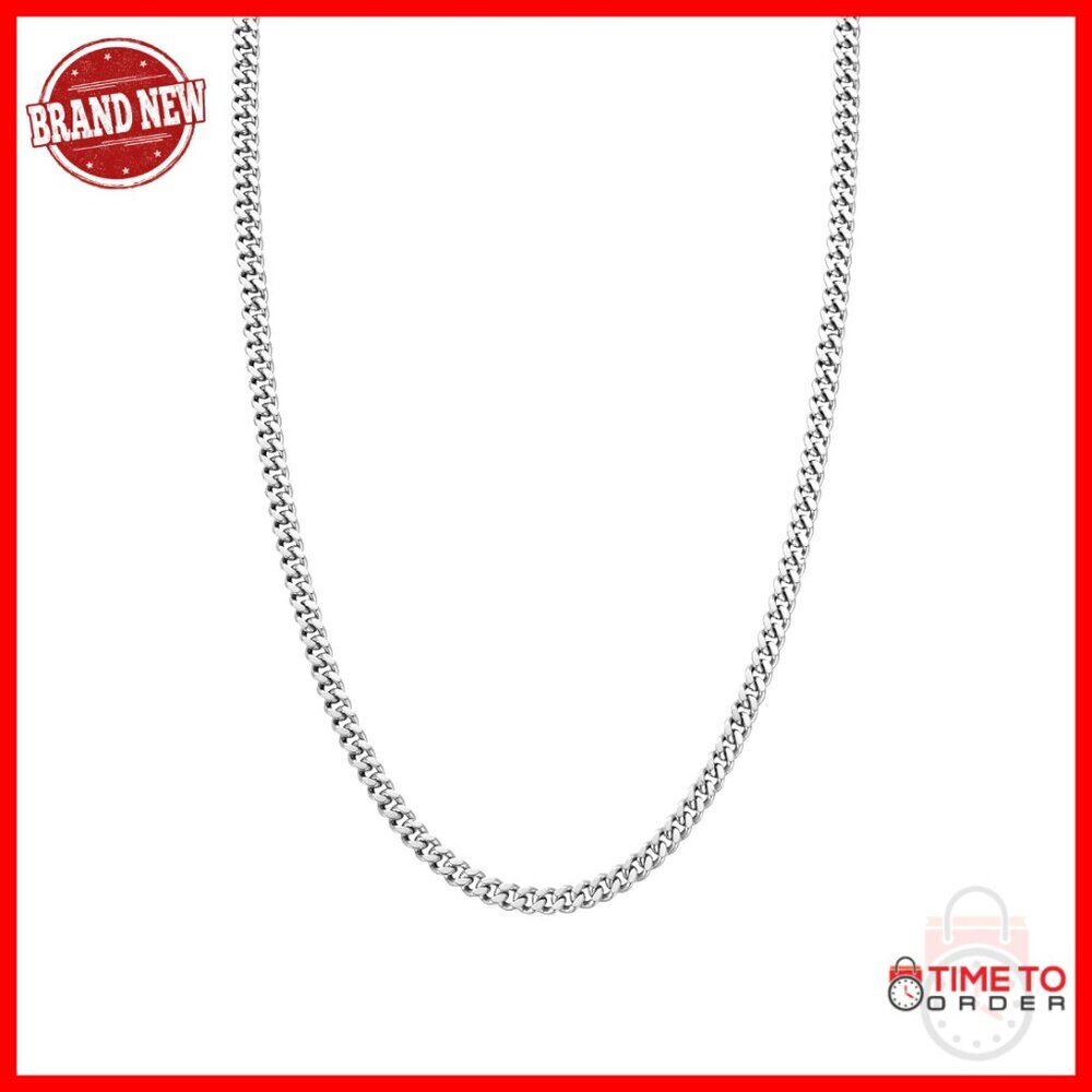 19.5 Inch Cuban Link Chain, Stainless Steel, Waterproof & Hypoallergenic
